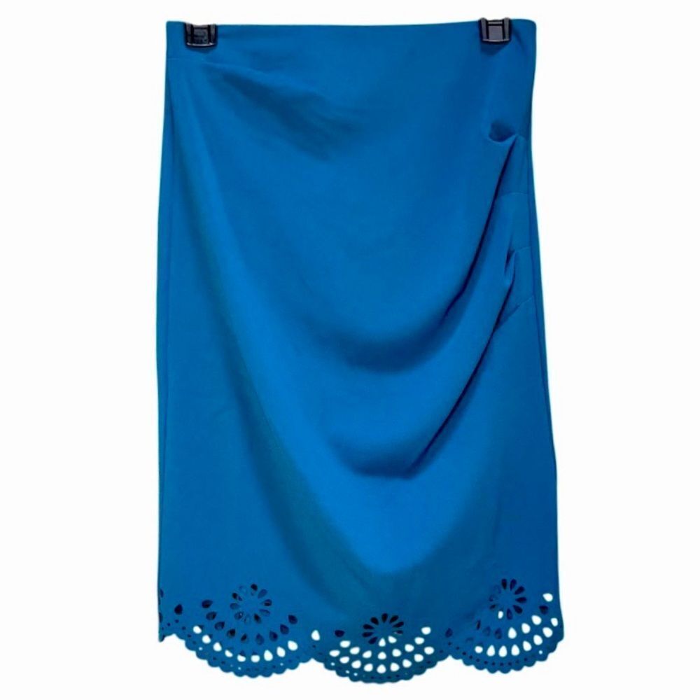 Grace Karin Pencil Skirt with Scalloped Cutout Hemline in Teal Blue Women’s S